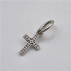 Pandora 925 ALE Sterling Silver Sparkling CZ Cross Dangle Charm Pendant 791310CZ